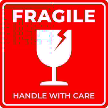 Red Fragile Icon with Broken Glass for Shipping and Packaging vector