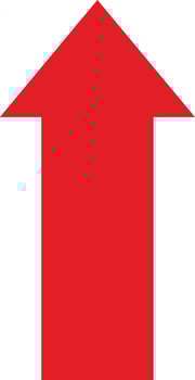 Bold red arrow icon pointing to the up for clear direction and navigation vector