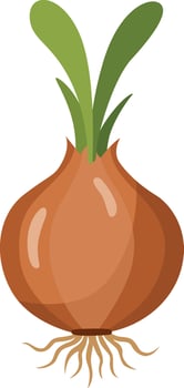 Brown Onion with Green Shoots vector