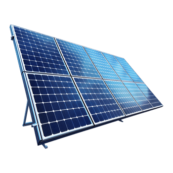 Angled solar panels sunlight on transparent background png