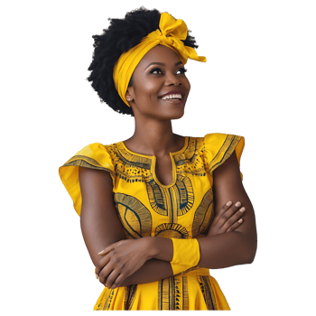 Authentic Expression of Happiness Woman in African Attire Stock Photo png