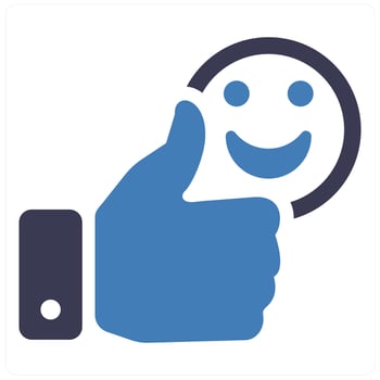 Satisfied and customer icon concept in blue filled color vector