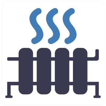 Heater and gyser icon concept in blue filled color vector