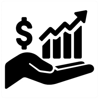 Increasing Revenues and growth icon concept in black filled color vector