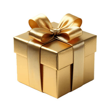 Golden Textured Gift Box with Luxurious Satin Ribbon Bow on Transparent Background png