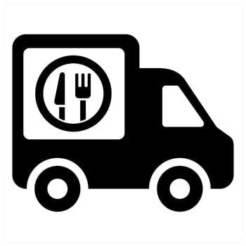 Food Delivery and food icon concept in black filled color vector