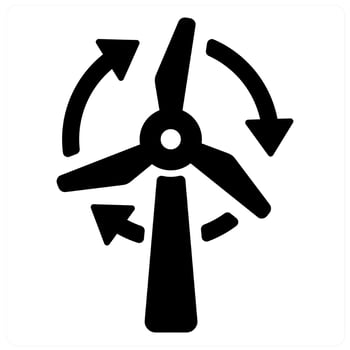Wind Power and ecology icon concept in black filled color vector