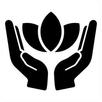 Wellness and flower icon concept in black filled color vector