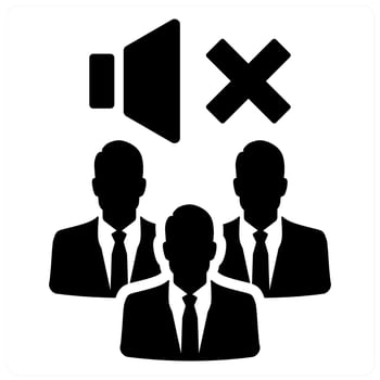 Mute People and mute icon concept in black filled color vector