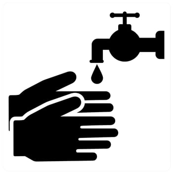 Wash Hands and cleaning icon concept in black filled color vector