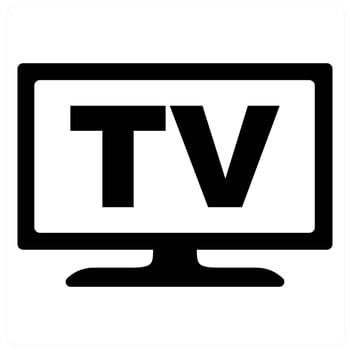 Television and tv icon concept in black filled color vector