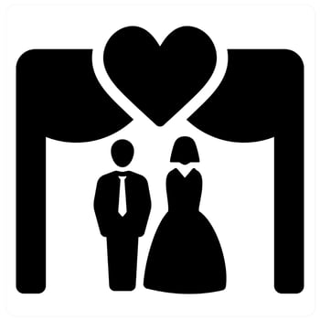 Wedding and bride icon concept in black filled color vector