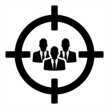 Target Audience and focus icon concept in black filled color vector