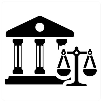 Court and legal icon concept in black filled color vector