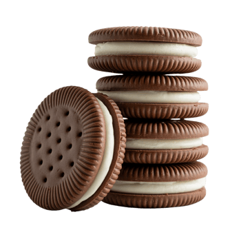 Stacked Chocolate Cookies with Cream Filling on Transparent Background png