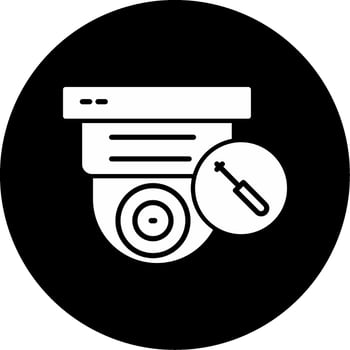 CCTV Repair Services Glyph Circle Inverted vector
