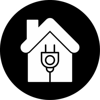 Electricity Connected Power Supply Indicator Glyph Circle Inverted vector