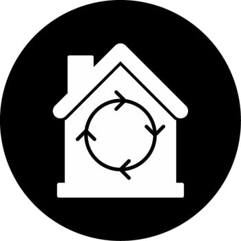 House Recycling Home Waste Management Glyph Circle Inverted vector