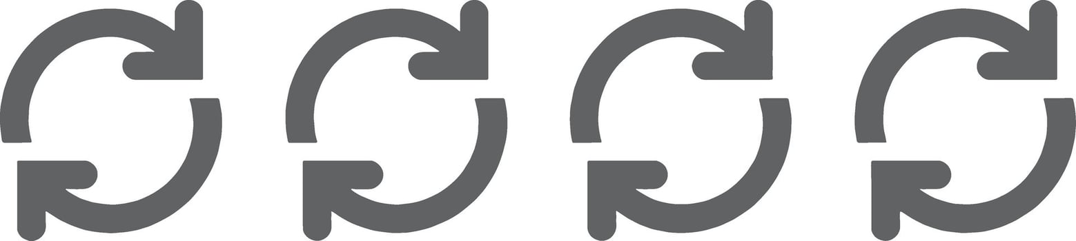 Four Circular Arrows Icon Set for Reload Refresh Repeat vector