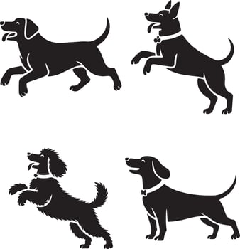 Dog breeds silhouette collection. vector