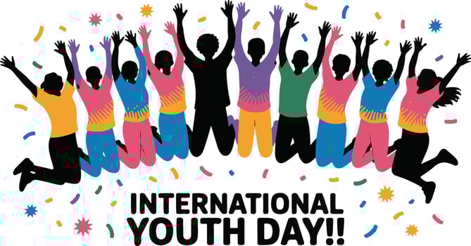 Colorful Jumping Youth with Confetti for International Youth Day vector