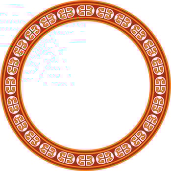 round European colored ornament. Endless pattern, circle, ring of the Middle Ages. Revival border. Decorations of palaces and churche vector