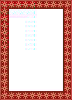 square gold with red ancient Russian ornament. Slavic rectangle, border, frame. Painting of the royal chamber vector