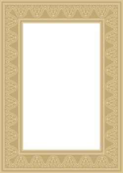 square Assyrian gold ornament. Rectangle, border, frame of Mesopatamia. Pattern of ancient East vector