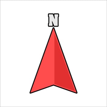 Compass Arrow Flat design style, red compass pointer, symbolizing north direction, perfect for travel, maps, and navigation designs. vector