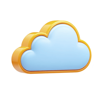3D illustration of blue cloud with yellow outline, symbolizing cloud computing or storage. design is simple and modern, conveying sense of technology and innovation png