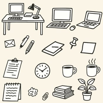 Office work doodle vector