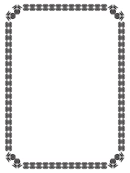 Decorative black floral border frame with symmetric corner ornaments on white background vector