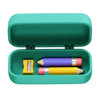 Pencil Case with Pencils and Sharpener icon 3d illustration render png