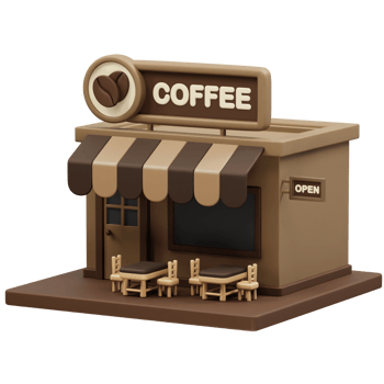 Coffee Shop icon 3d rendering illustration. Coffee bean icon 3d illustration render png