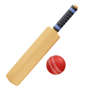 Cricket bat and ball icon 3d rendering illustration png