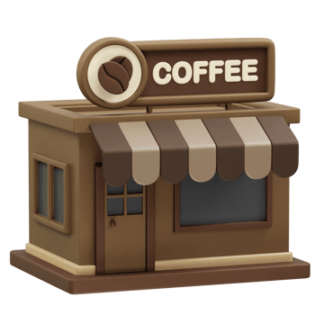 Coffee Shop icon 3d rendering illustration. Coffee bean icon 3d png