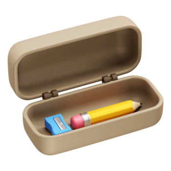 Pencil case with pencil and sharpener icon illustration 3d rendering png