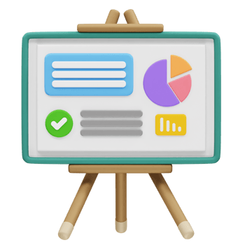 Whiteboard with Infographic Elements icon 3d. Business presentation icon 3d render illustration png