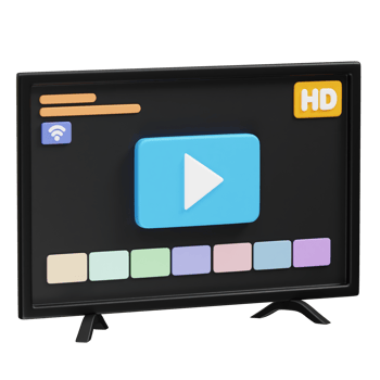 Led Smart TV icon 3d rendering illustration. HD Smart LED TV icon illustration 3d render png