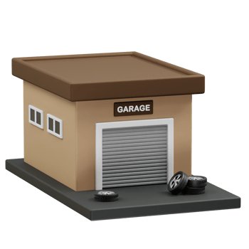 Garage 3d icon illustration rendering. Car garage with tire icon illustration render png