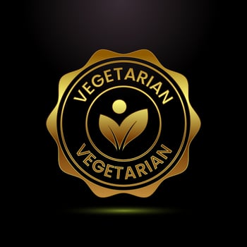 100 percent vegetarian icon design illustration, Vegan product label badge in gold color style vector