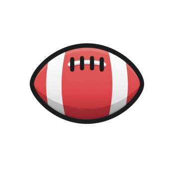 Red and white American football with black laces is depicted, showcasing classic design. ball is isolated on transparency background, emphasizing its shape and color png