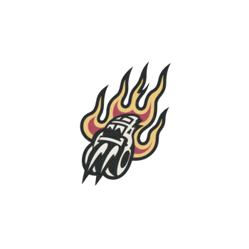 Stylized illustration of flaming skull with bold lines and vibrant colors, evoking sense of energy and intensity. design features flames in red, yellow, and black png