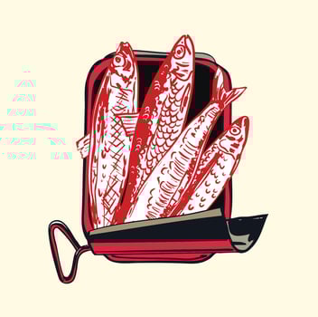 Vintage Sardines in Tin Can Illustration vector