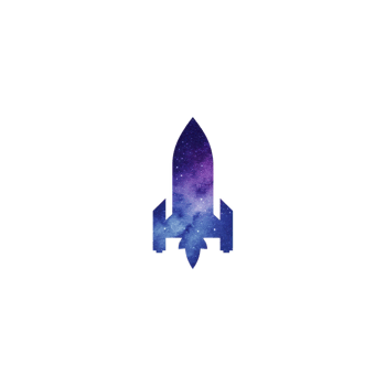 Rocket silhouette filled with galaxy pattern, featuring vibrant purple and blue hues, symbolizes exploration and adventure. cosmic design evokes sense of wonder and curiosity png