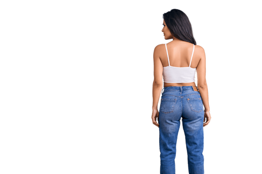 Woman back view jeans crop top casual style png