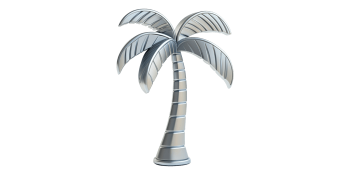 Silver Palm Tree Icon Isolated on Transparent Background png