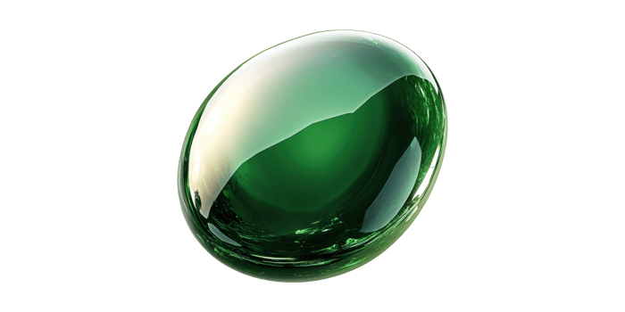 Green Oval Gem 3D Isolated on Transparent Background png