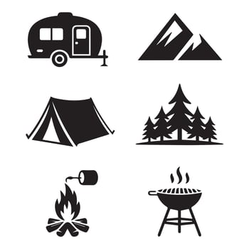 Camping and camping icons vector