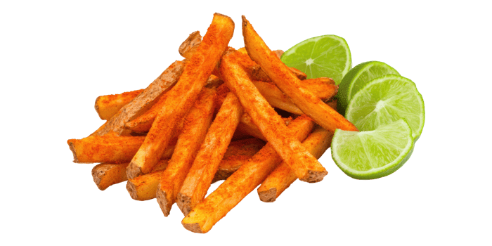 Crispy Sweet Potato Fries With Lime Isolated on Transparent Background png